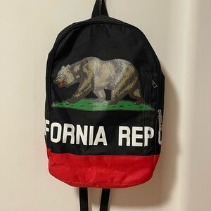 California Republic Bear Flag Backpack in Black, Red, Green O/S